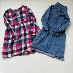 Girls Dress Bundle | Plaid Dress + Chambray Shirt Dress | Size 5/XS